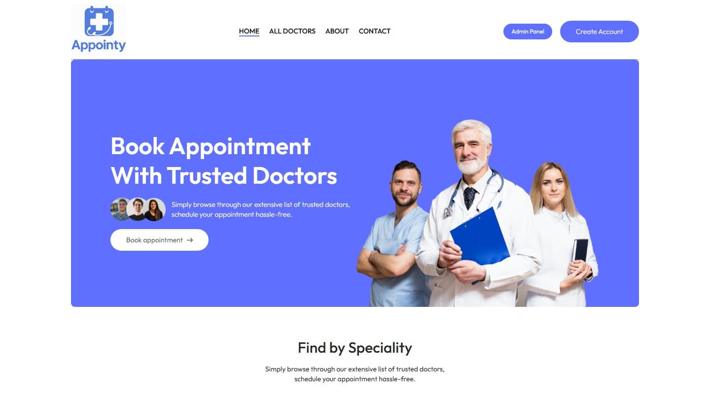 Homepage of the Appointy scheduling platform